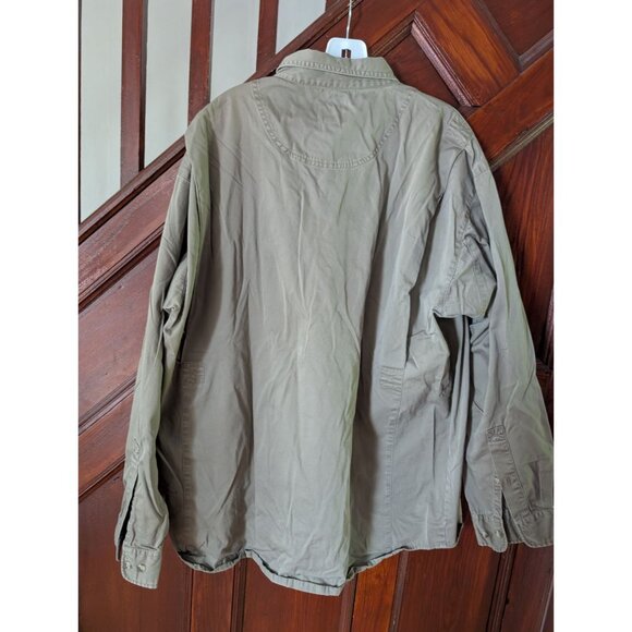 Cabelas Mens XL Long Sleeve Button-Up Shirt Khaki Outdoor Fishing Hunting Cotton - Picture 2 of 6